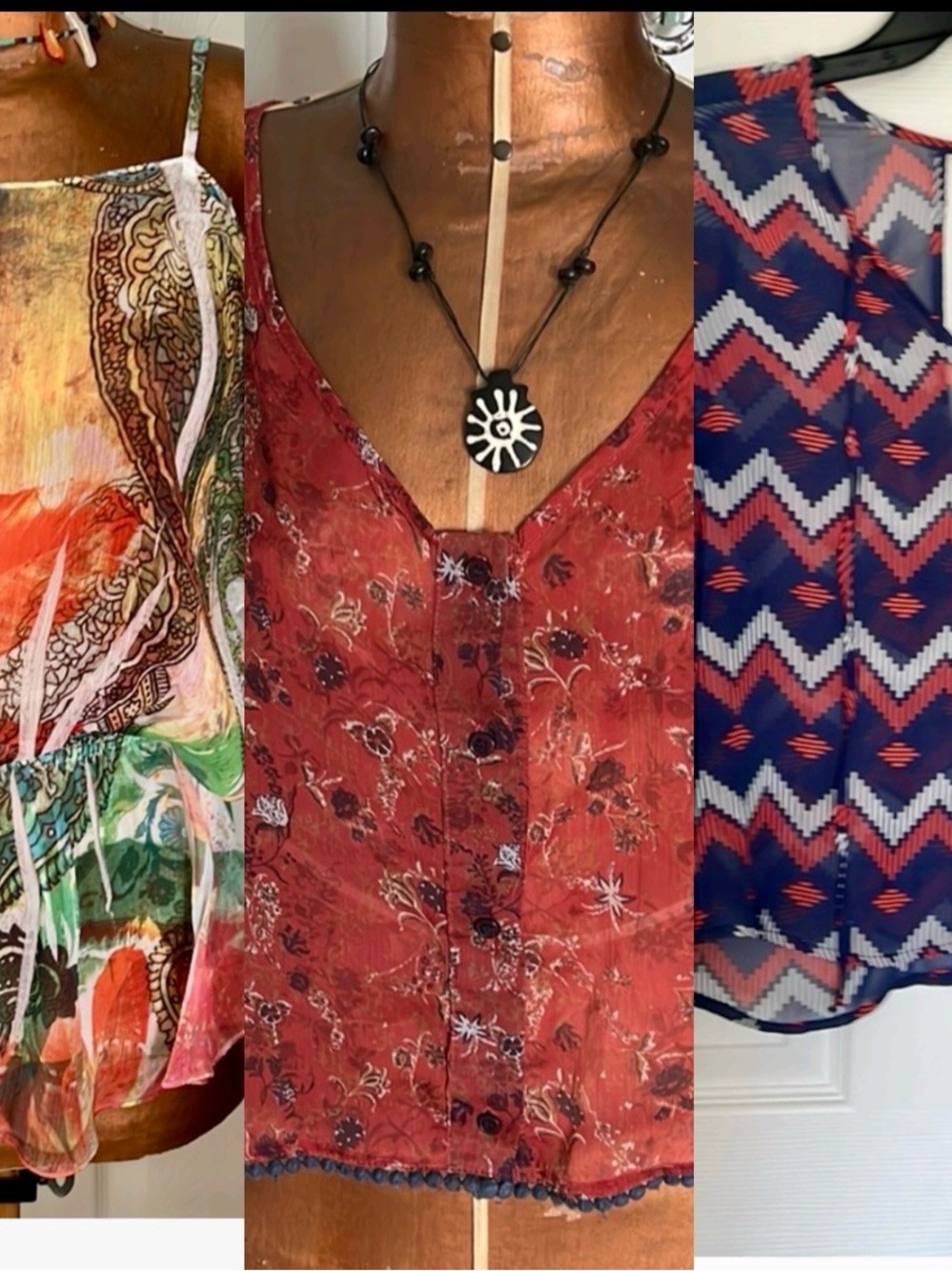 3  women’s sheer tops Casual Summer Layering Sz Small SFH fo red price of one